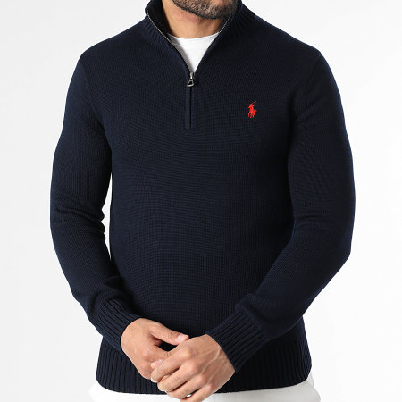 Polo Ralph Lauren - Pull Col Zippé Original Player Bleu Marine