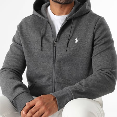 Polo Ralph Lauren - Sweat Zippé Capuche Original Player Gris Anthracite Chiné