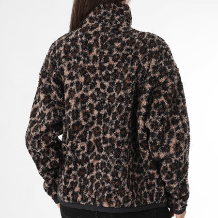 Tommy Jeans - Veste Sherpa Zippée Femme Through Badge Teddy 1596 Beige Marron Leopard