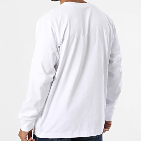 Luxury Lovers - Corazón Rojo Bordado Camiseta Manga Larga Blanco