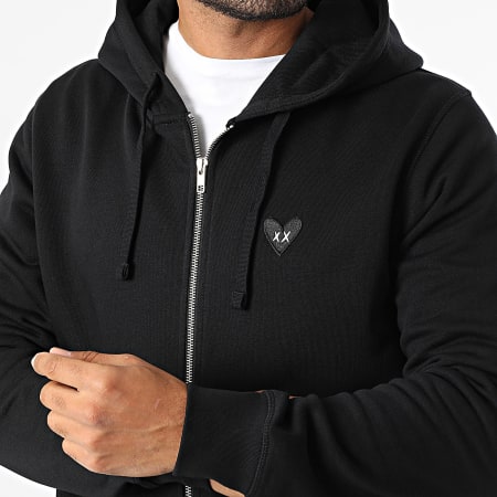 Luxury Lovers - Sweat Zippé Capuche Black Heart Embroidery Noir