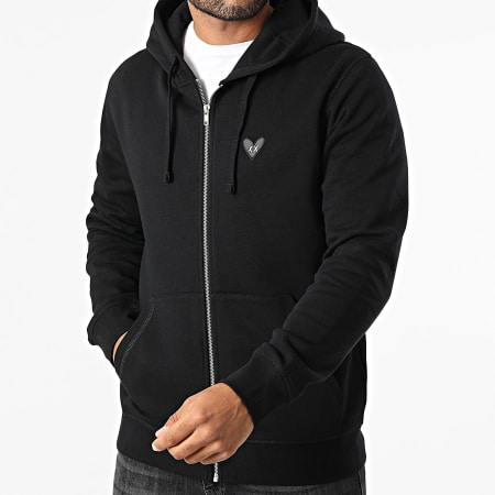 Luxury Lovers - Sweat Zippé Capuche Black Heart Embroidery Noir