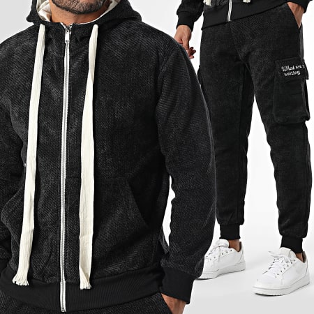 MTX - Ensemble Sweat Capuche Zippée Et Pantalon Cargo 268 Noir Chiné