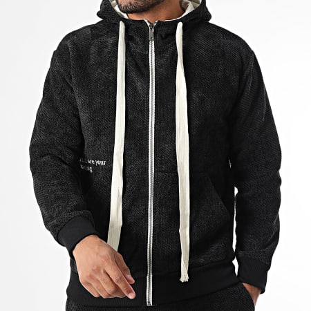 MTX - Ensemble Sweat Capuche Zippée Et Pantalon Cargo 268 Noir Chiné