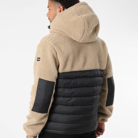 Schott NYC - Brighton Beige Black Sherpa Hooded Down Jacket