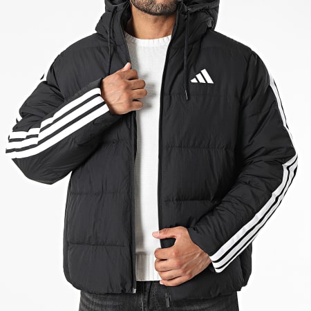 Adidas Sportswear - Doudoune Capuche A Bandes Essential 3 Stripes JM4165 Noir
