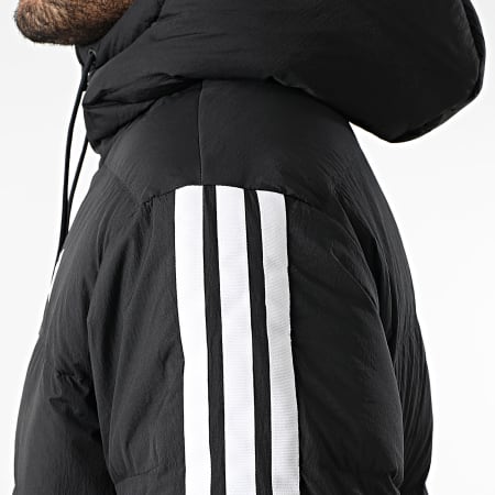 Adidas Sportswear - Doudoune Capuche A Bandes Essential 3 Stripes JM4165 Noir