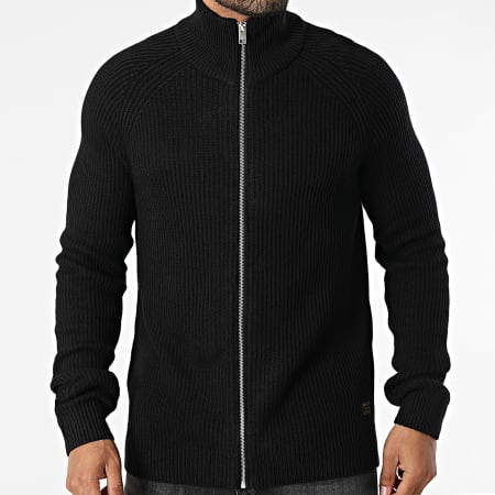 Jack And Jones - Cárdigan negro con cremallera