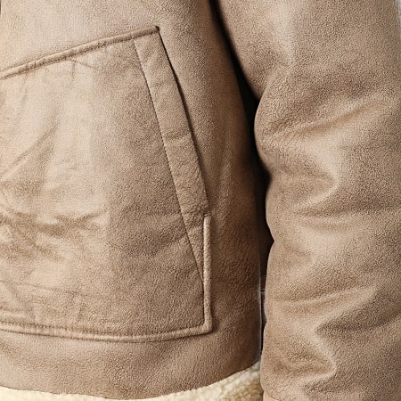 Jack And Jones - Veste Simili Cuir Zippée Liverpool Aviator Beige