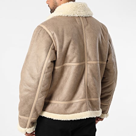 Jack And Jones - Veste Simili Cuir Zippée Liverpool Aviator Beige