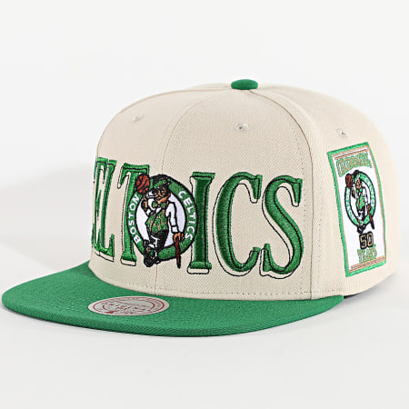 Mitchell and Ness - Casquette Snapback NBA Across The Board Boston Celtics HS12832 Beige Vert