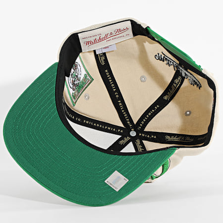 Mitchell and Ness - Casquette Snapback NBA Across The Board Boston Celtics HS12832 Beige Vert
