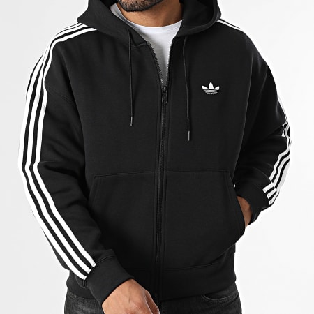 Adidas Originals - Sweat Capuche Zippé A Bandes Spacer JX1507 Noir
