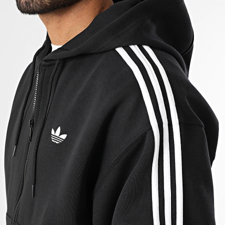 Adidas Originals - Sweat Capuche Zippé A Bandes Spacer JX1507 Noir