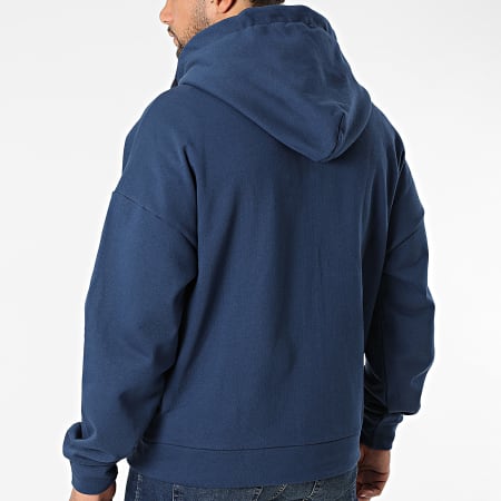 ADJ - Sweat Capuche Zippé Coeur Chic Bleu Marine Blanc