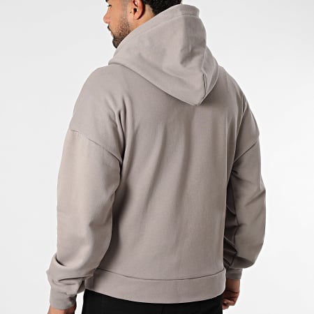 ADJ - Sweat Capuche Zippé Coeur Chic Taupe Blanc
