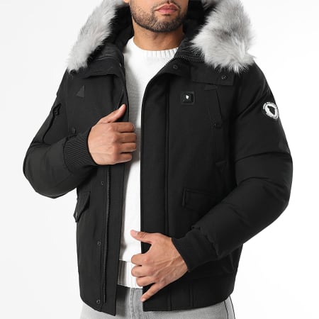 Comme Des Loups - Parka Fourrure Chauffante Slim Fit Chicago Noir Gris