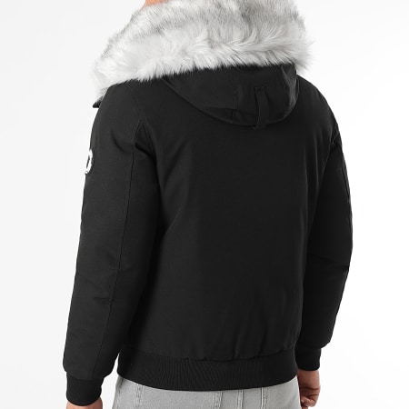 Comme Des Loups - Parka Fourrure Chauffante Slim Fit Chicago Noir Gris