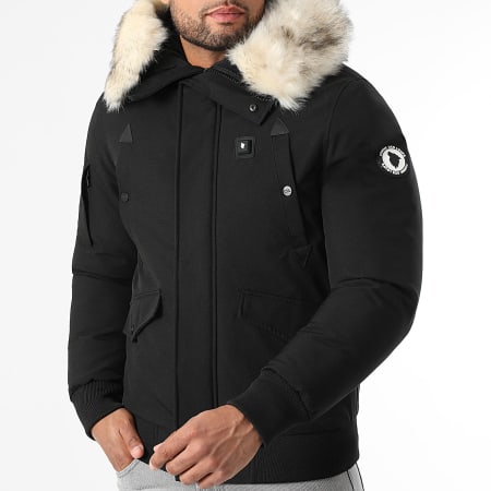 Comme Des Loups - Parka Fourrure Chauffante Slim Fit Chicago Noir Beige Clair