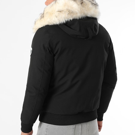 Comme Des Loups - Parka Fourrure Chauffante Slim Fit Chicago Noir Beige Clair