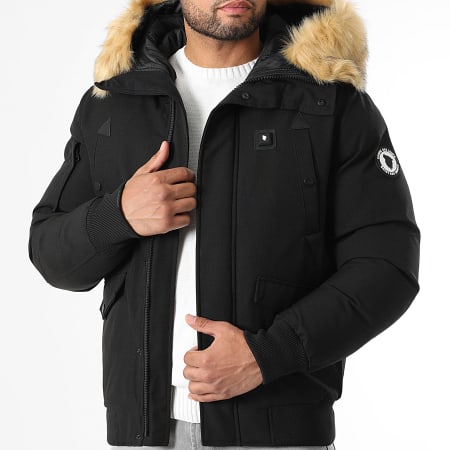 Comme Des Loups - Parka Fourrure Chauffante Slim Fit Chicago Noir Beige