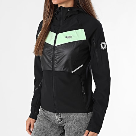 Comme Des Loups - Chaqueta con capucha y cremallera New York Black Green para mujer