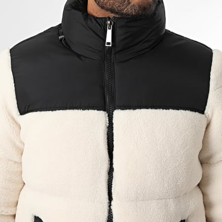 KZR - Doudoune Polaire Capuche 803 Beige Clair Noir