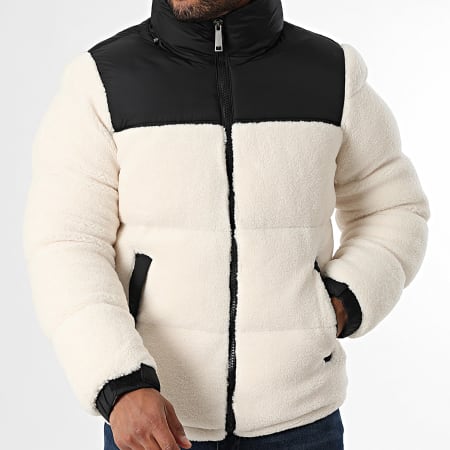 KZR - Doudoune Polaire Capuche 803 Beige Clair Noir