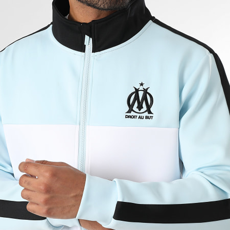 OM - Veste Zippée A Bandes Officielle Blanc Bleu Clair