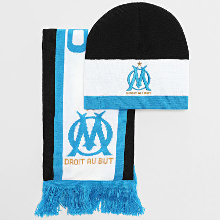 OM - OM HCM138 Set sciarpa e berretto nero bianco blu