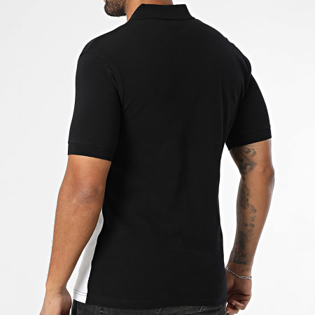 OM - Polo Manches Courtes Fan M25010C Blanc Noir Bleu Clair