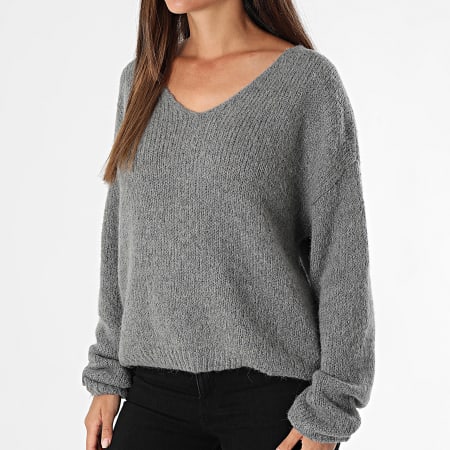Teddy Smith - Pull Col V Femme Molly 31516590D Gris