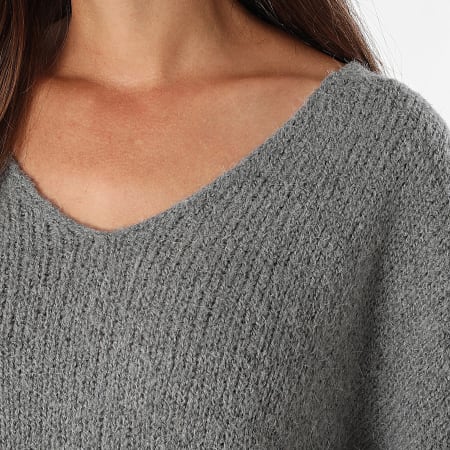 Teddy Smith - Pull Col V Femme Molly 31516590D Gris