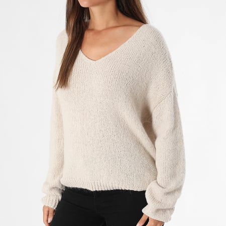 Teddy Smith - Pull Col V Femme Molly 31516590D Beige
