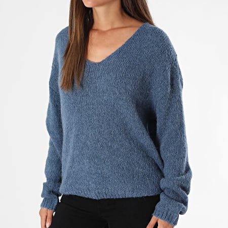 Teddy Smith - Pull Col V Femme Molly 31516590D Bleu