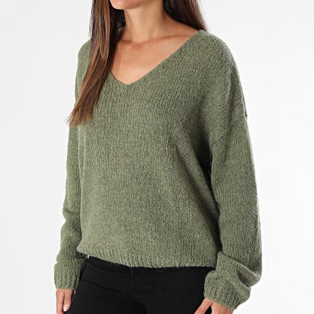 Teddy Smith - Pull Col V Femme Molly 31516590D Vert
