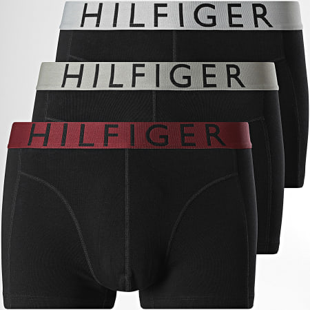 Tommy Hilfiger - Lot De 3 Boxers 3465 Noir Gris Clair Vert Kaki Bordeaux