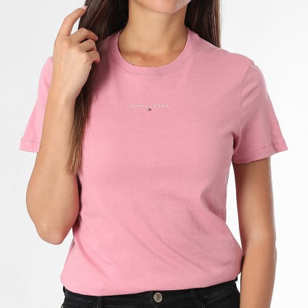 Tommy Jeans - Tee Shirt Femme Linear 1964 Rose