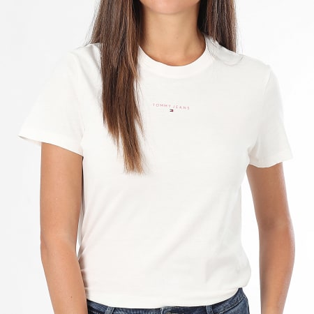 Tommy Jeans - Tee Shirt Femme Linear 1964 Beige Clair