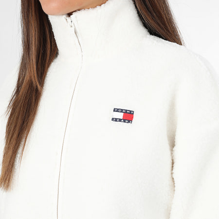 Tommy Jeans - Chaqueta sherpa con cremallera Through Badge Teddy 1596 Blanco para mujer