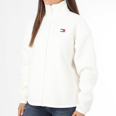 Tommy Jeans - Chaqueta sherpa con cremallera Through Badge Teddy 1596 Blanco para mujer
