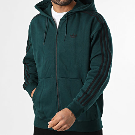 Adidas Originals - Sweat Capuche Zippé Baggy JX1549 Vert Bouteille Noir