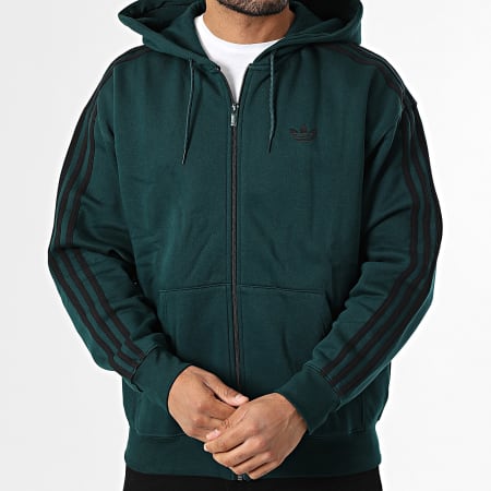Adidas Originals - Sweat Capuche Zippé Baggy JX1549 Vert Bouteille Noir