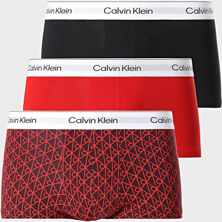 Calvin Klein - Pack de 3 Boxers Icon 4564 Negro Rojo Burdeos
