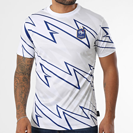 FFF - Maillot De Foot Fan Sublime F25017C Blanc Beige Clair Bleu Marine