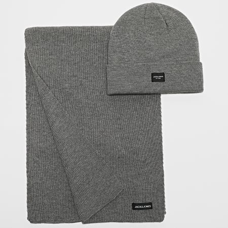 Jack And Jones - Lot Echarpe Et Bonnet Giftbox Gris