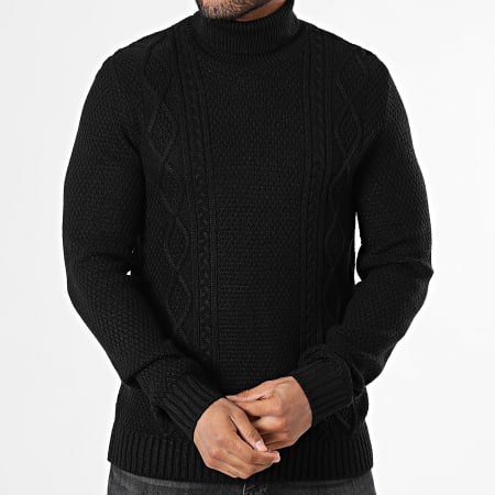 JJREBEL - Jersey negro con cuello vuelto Josh