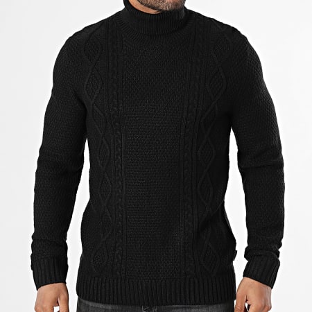 JJREBEL - Jersey negro con cuello vuelto Josh