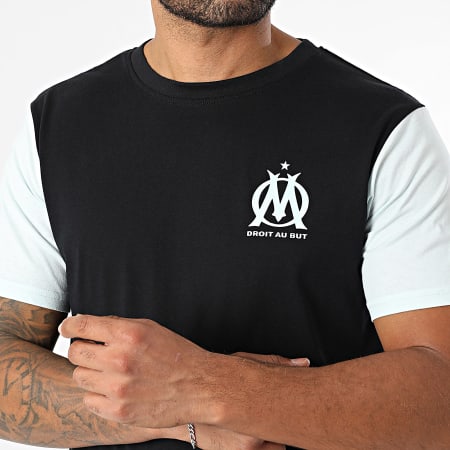 OM - M25068C Set maglietta e pantaloncini da jogging in nero e azzurro