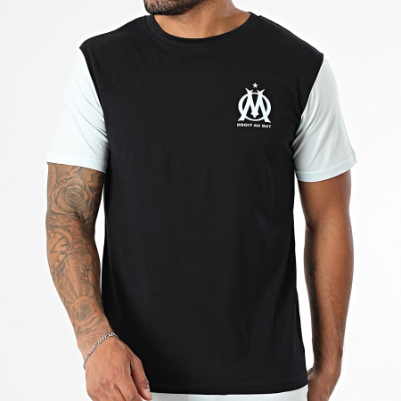 OM - M25068C Set maglietta e pantaloncini da jogging in nero e azzurro